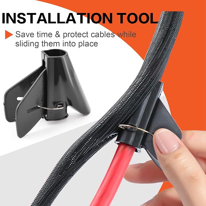 1/0 Gauge Wire(20ft Each - Red/Black) Copper Clad Aluminum CCA Automotive Wire with 40ft 1/2" Cable Sleeve - Ideal for Car Audio, Solar, Auto, RV, Marine Power & Ground Cables