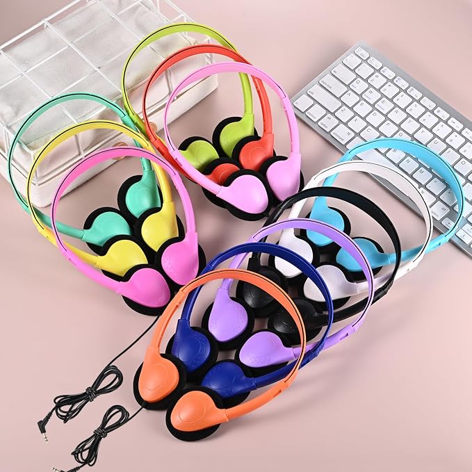 Classroom Headphones Bulk 50 Pack Class Set for School Students Kids and Adult -Sturdy Wired 3.5mm Plug (Mixed, 50 Pack)