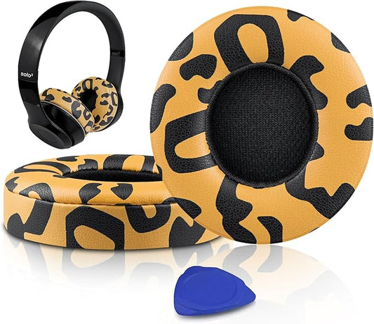 SoloWIT Earpads Cushions Replacement for Beats Solo 2 & Solo 3 Wireless On-Ear Headphones, Solo2 Solo3 Ear Pads with Soft Protein Leather, Added Thickness - Tiger Stripes