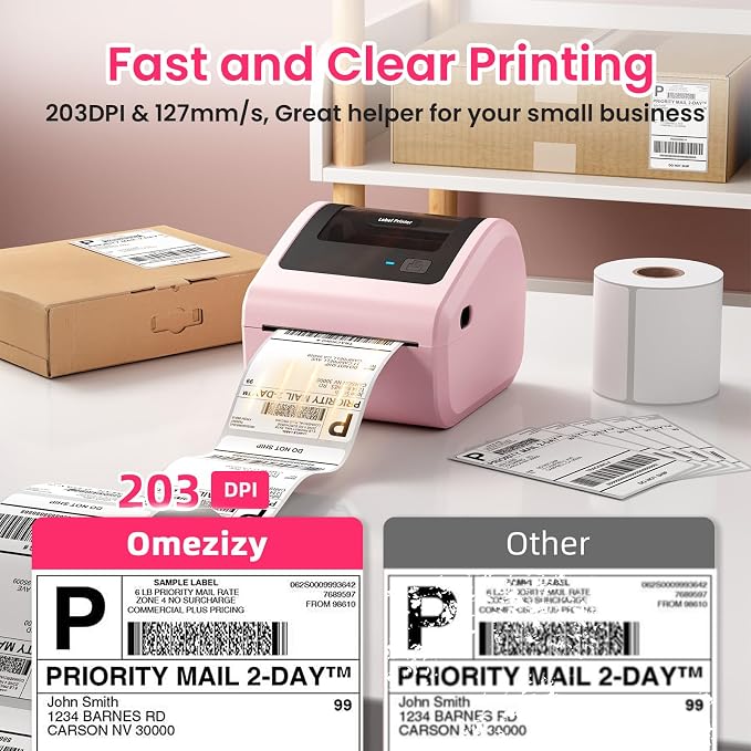 Bluetooth Thermal Shipping Label Printer - D450BT Thermal Label Printer 4x6 for Small Business&1000Pcs 4x6 Roll Labels,Compatible with iPhone, Android, iPad, Windows, Mac, USPS, Amazon, Tiktok