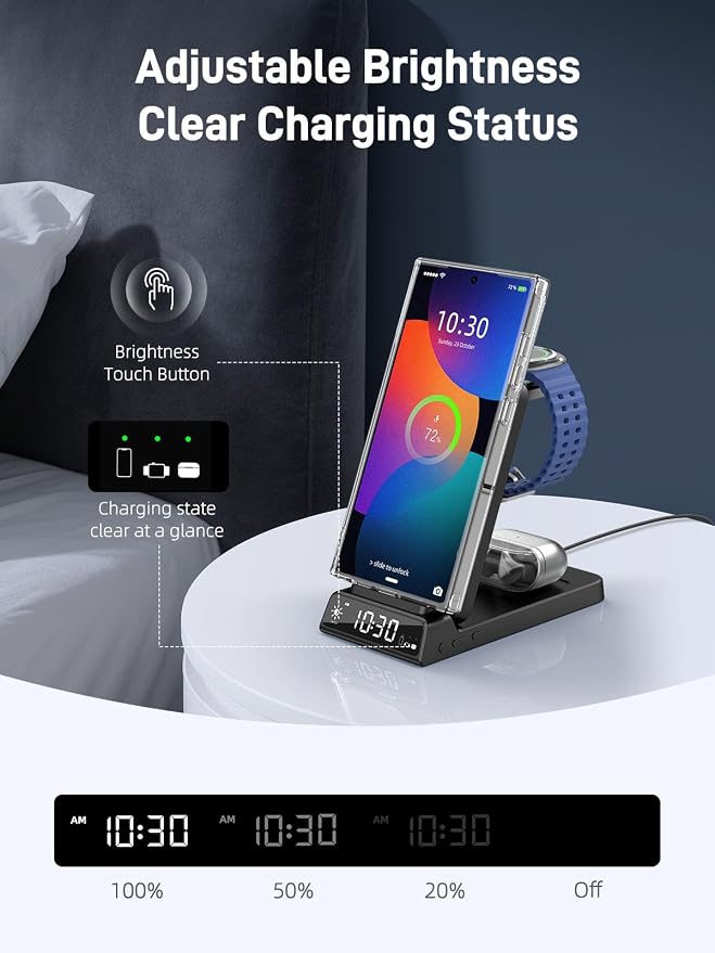 Magnetic Wireless Charger for Samsung, Compatible with Samsung MagSafe Charger, 3 in 1 Charging Station for Samsung Galaxy S26 Ultra/Z Fold/Flip 7, Watch Charger for Galaxy Watch Ultra/8/7, Buds4