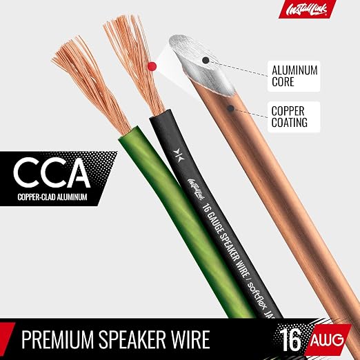 Install Link 16 AWG Gauge Speaker Wire Cable (250 Feet) Stereo, Car or Home Theater, CCA