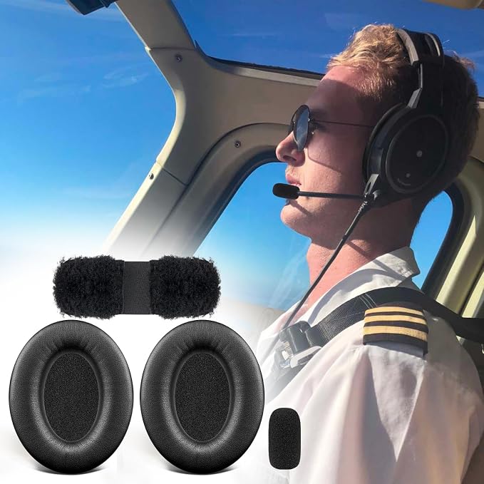 SOULWIT Replacement Kit for Bose Aviation X A10/A20 Headsets, Earpad Cushions + Headband + Speaker Screen + Microphone Covers - Black
