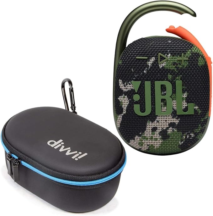 JBL Clip 4 Portable Bluetooth Speaker (Camouflage) + Bundle with divvi! Protective Hardshell Case (Black)