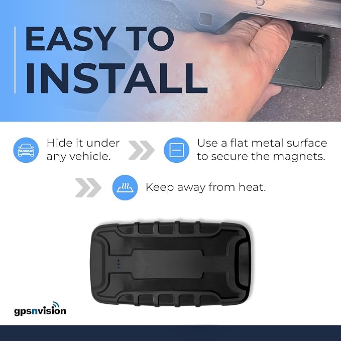 GPS Tracker for Vehicles with Built-in 6 Month Battery - Real Time GPS Tracker & Speed Alerts - Hidden Magnetic GPS Tracker for Cars, Fleets, Trailers - Subscription Required (USA Support)