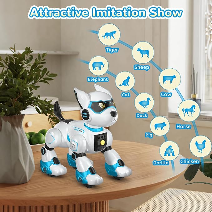 PeachLeaf Smart Robots Dog Toy for Kids, Programmable Interactive RC Robotic Pets with Voice Control and Touch Sensory, Imitates Animals Music Dancing, Present for Kids Boys and Girls