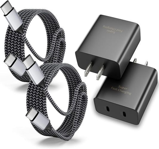 45W Charger iPhone 17 16 Pro Max,Long 6FT Dual Port Phone Charger USB C Super Fast Charge Block Fast Charging 6Foot USBC to C Nylon Braided Cable for iPhone 17/17 Air/16/16e/16 Pro/15 Pro/15 Plus/iPad
