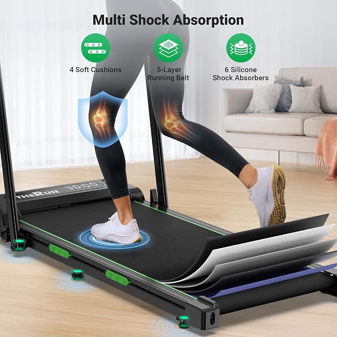 THERUN Walking Pad, 2 in 1 Foldable Treadmills for Home, 0.6-7.6 MPH, 2.5 HP Under Desk Treadmill with Handle Bar, 16" Widened Running Belt, with Remote Control & LED Touch Screen