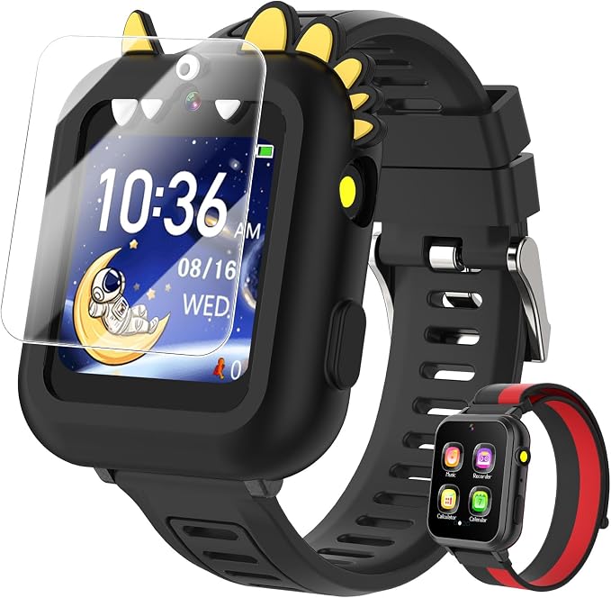 MOFGDNI Smart Watch for Kids with 39 Games Touchscreen Camera Video, Music Player, Pedometer, Calculator, Calendar, Stopwatch, Flashlight, Alarm Clock 12/24 hr, Birthday Gifts Toys for Boys Ages 3-12