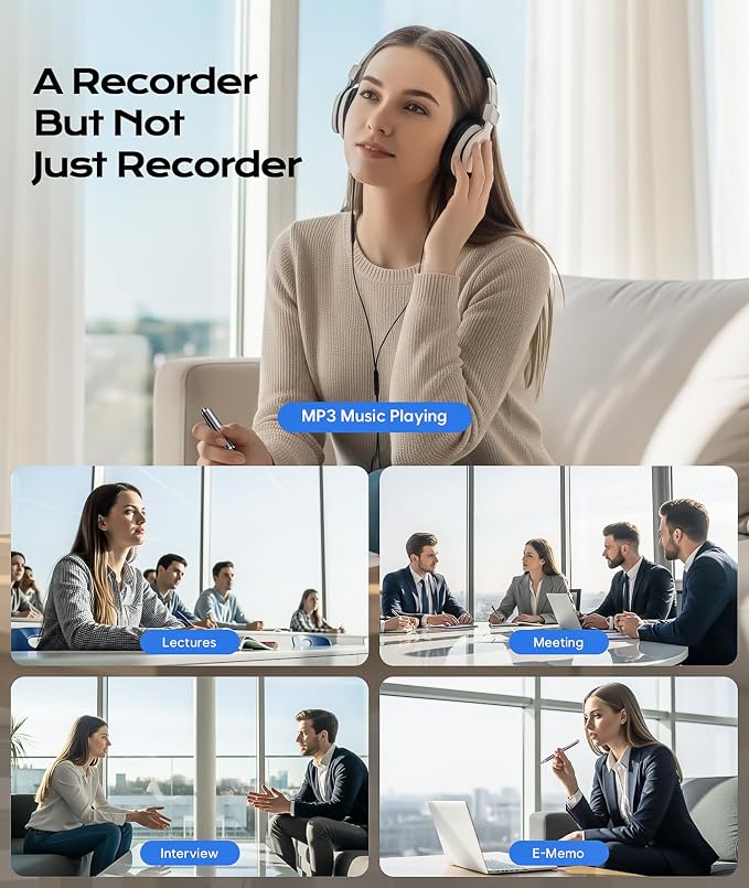 72GB Digital Voice Recorder w/USB Type-C, Portable Dictahpone Recording Device, One-Touch Start Voice Active Recorder with Playback, Portable Audio Recorder for Class Meeting