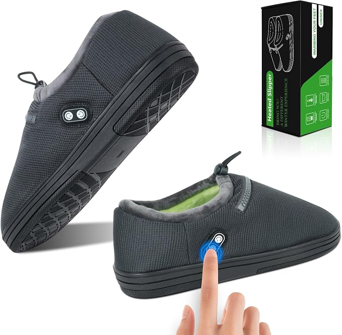 Foot Warmer, Electric Foot Warmer with 5000mAh Battery, Heated Slippers Women Men, Heated Foot Warmer with Smart Dual Independent Switch Heated Shoes for Feet Warmers Winter Warm