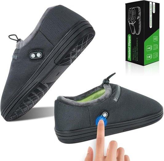 Foot Warmer, Electric Foot Warmer with 5000mAh Battery, Heated Slippers Women Men, Heated Foot Warmer with Smart Dual Independent Switch Heated Shoes for Feet Warmers Winter Warm