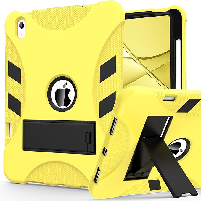 Rantice Military-Grade Tested Case for iPad (A16) 11th/10th Generation(2025/2022), Heavy Duty Shockproof Protective iPad Case with Kickstand & Pencil Holder & Child-Safe Design, Yellow+Black