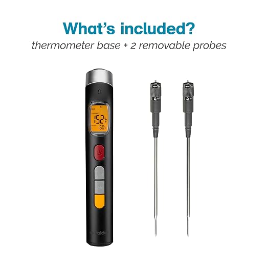 Polder Smart Probe Instant Read Thermometer, Meat Thermometer for Grilling and Cooking, Comes with 2 Removable Probes and 10 Preset Temperatures, Built-in Torch Light, Backlit Screen Digital Display