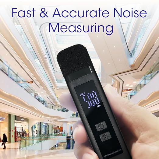 Digital Decibel Meter Sound Level Meter with LCD Display Decibel/MAX/Data Hold and Battery Indicator, 30~130dBA Pocket SPL Meter Sound Noise Monitor Rechargeable for Noisy Neighbors Factory Home