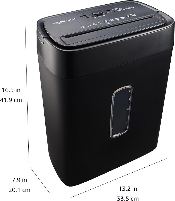 Amazon Basics 12-Sheet Cross-Cut Paper and Credit Card Shredder with Overheat Protection, Black (New Model)