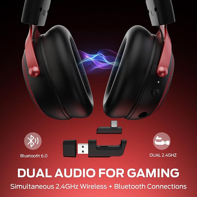 Monster Mission 350 Wireless Gaming Headset for PC, Ps4, Ps5, Xbox Headset with Virtual 7.1 Surround Sound Gaming Headphones, RGB Lights Over Ear Headphones for Switch, Xbox Series X/S, Laptop, Mobile