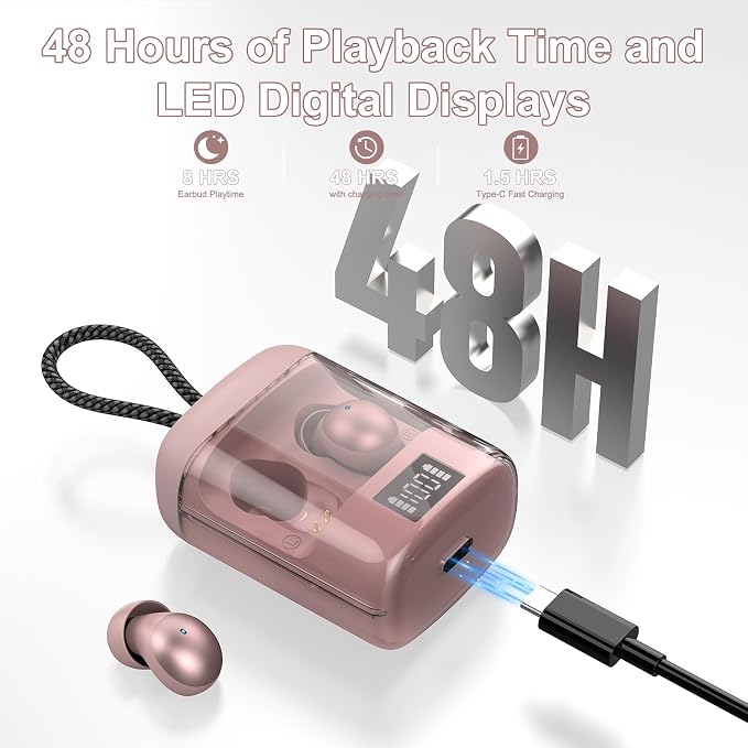 Sleep Earbuds Bluetooth 6.0 in Ear, 2026 New Mini Sleep Headphones with Sleep Monitor and APP, Sleepbuds for Side Sleepers, 48H Playtime Sleep Earphones with Personal Alarm/Small Earplugs, Rose Gold
