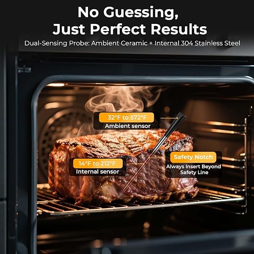 BlueSwan Bluetooth Meat Thermometer Digital, Food Thermometer Wireless 820 ft Range with 2 Color Probes with APP for Grill, Smoker, Oven, Magnetic Design for Cooking, BBQ, Birthday Gifts for Men Dad