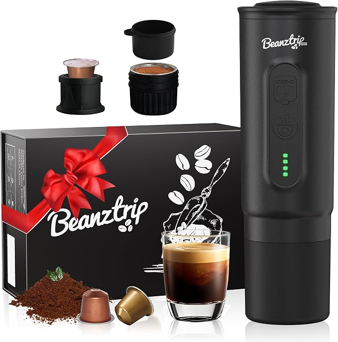 H02 PRO Portable Espresso Machine, Travel Coffee Maker fits NS Capsule & Ground Coffee, Father's Day Camping Small Mini Coffee Machine with Self-heating, Electric Espresso Maker