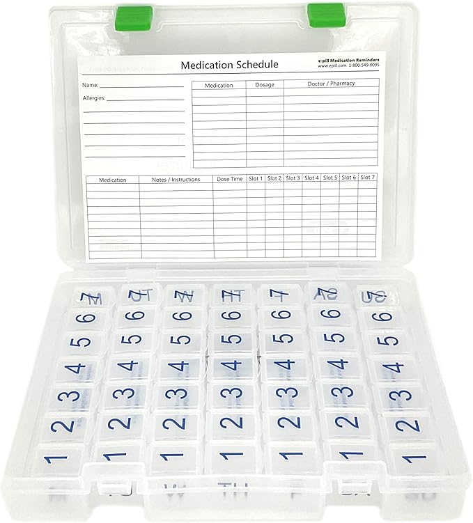 e-Pill 2-Pack Weekly 7×7 Pill Box Organizer – Rainbow & Clear
