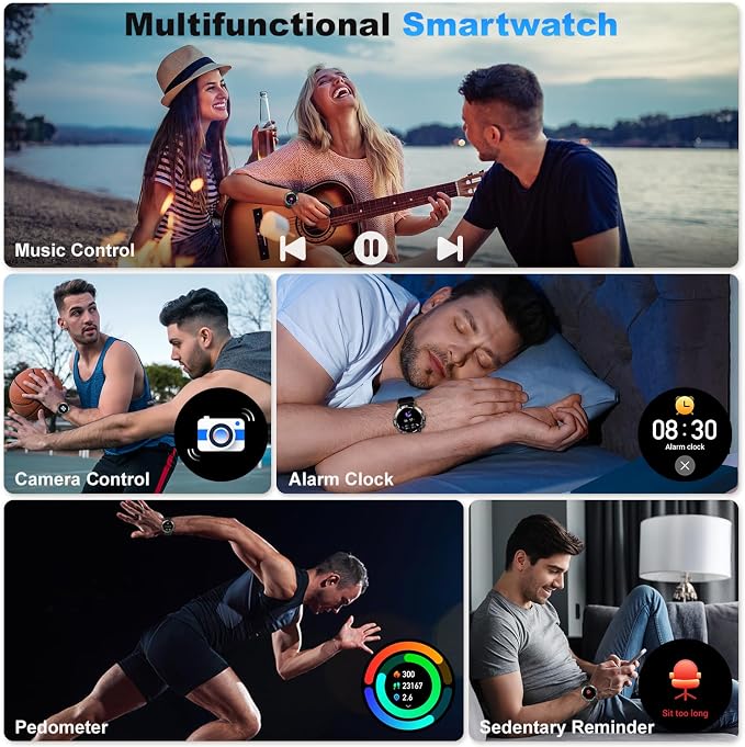 Smart Watch for Men Fitness Tracker: Waterproof Make Answer Call Running Digital Mens Watches Military Smartwatch Android Phone iPhone Samsung Compatible SpO2 Sleep Heart Rate Monitor Step Pedometer