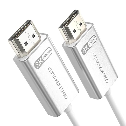 10K 8K Fiber Optic HDMI 2.1 Cable 25 ft, Long HDMI Cable White Super Flexible 48Gbps, 8K60Hz & 4K120Hz, Support Dolby, HDCP 2.2&2.3, HDR 10, Compatible with Blu-ray Roku LG PS5 PS4 Xbox RTX