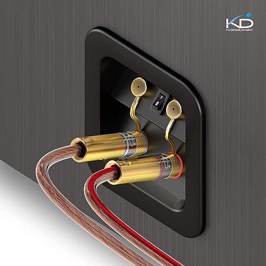 KabelDirekt – Banana Plugs – 10 Pairs (for Speaker Wire, AWG 10-16, Allow Flexible Connection to Speakers, amplifiers, A/V receivers, Power amplifiers & Stereo Systems, Fixing Screws, Gold Plated)
