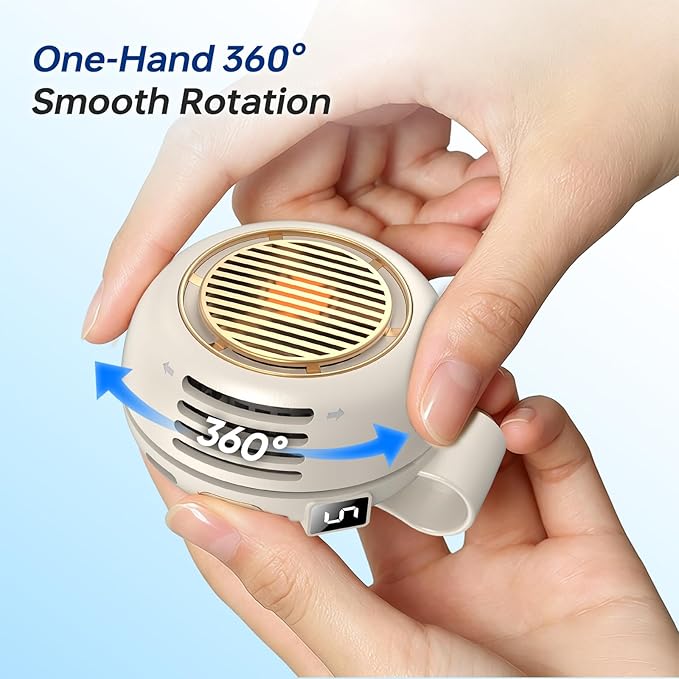 Mini Clip-On Personal Fan, 360° Rotation, LED Speed Display, Quiet Operation, 5 Adjustable Speeds from Gentle Breeze to Strong Airflow, Ultra Light Portable Fan for Stroller Travel 2white