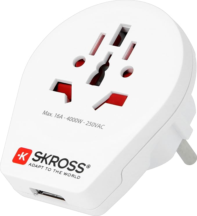 Skross Pro-World & USB Travel Adaptor, White
