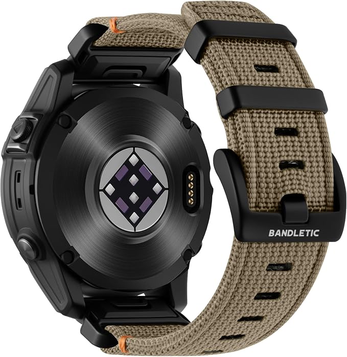 Bandletic Nylon Strap Compatible with Garmin Instinct 2 Watch Band - 22mm Quick Fit Rugged for Fenix 8 E 47mm/7 6 Pro/5 Plus/Instinct 3 E 45mm /Forerunner 965/955/945 /Approach S70/S62/S60/Epix Pro 2