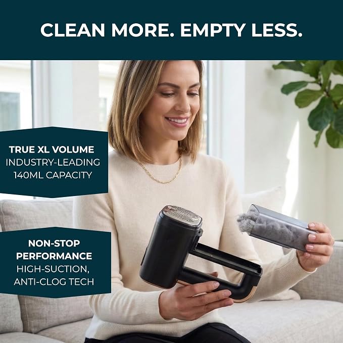 True & Tidy Dual Head Fabric Shaver, Lint & Pet Hair Remover for Clothes & Furniture, Type-C Rechargeable Defuzzer w/LED Light, Digital Display, 3 Speeds, Pill Remover for Sweaters, Upholstery, Couch