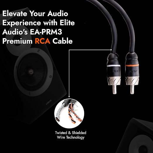 Elite Audio Premium Series 6ft. 2-Channel Car Audio RCA Cable – Double Shielded, Oxygen Free Copper, Noise Reducing Audio Cable for Amplifiers, Subwoofers, Speakers, and Processors – PRM6