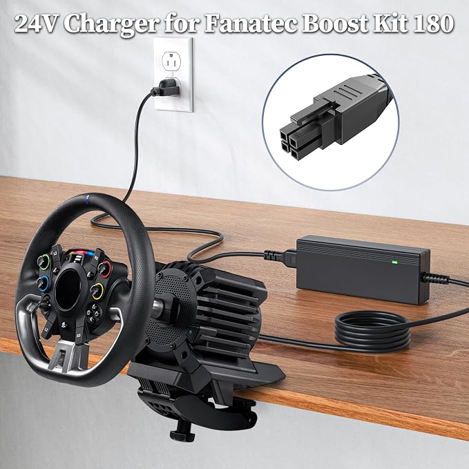 Power Cord for Fanatec Charger Replacement for Fanatec Boost Kit 180 (8NM) CSL DD/GT (Gran Turismo) DD Pro Power Supply for Endor6200-2400750P Endor6200-2400750-15C01 AC Adapter Cord 8FT