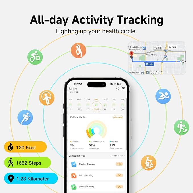 Smart Bracelet, Subscription-Free 24/7 Health Tracking, Heart Rate, SpO2, HRV & Sleep Tracker with IPX8 Waterproof, Wearable Activity & Fitness Tracker, 7-Day Battery, 2 Bands