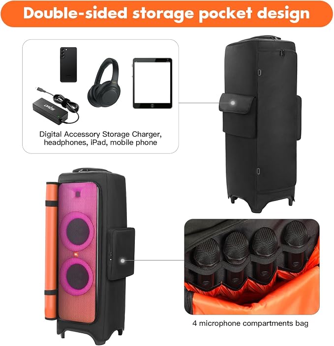 Protective Cover Case Compatible with JBL PartyBox 1000, Water-Resistant Carrying Case with Storage Bag, Splashproof Dustproof Portable Cover for Party Box 1000 Speakers