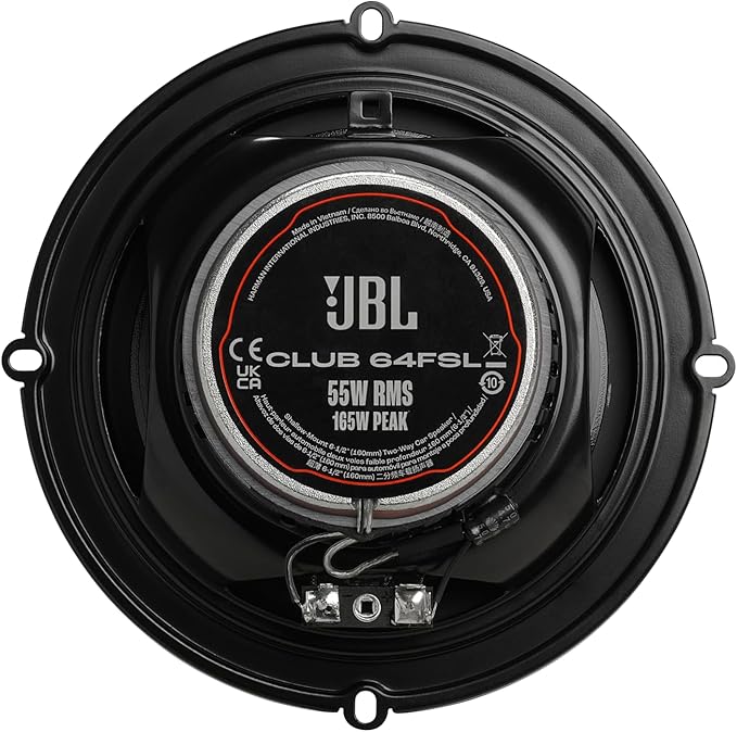 JBL Club 64FSL - Shallow-Mount 6-1/2" (160mm) Two-Way Car Speaker, 55W RMS, 165W Peak, Sensitivity (@ 2.83V): 92dB, Frequency Response: 55Hz – 20kHz, Nominal Impedance: 3.0 ohms