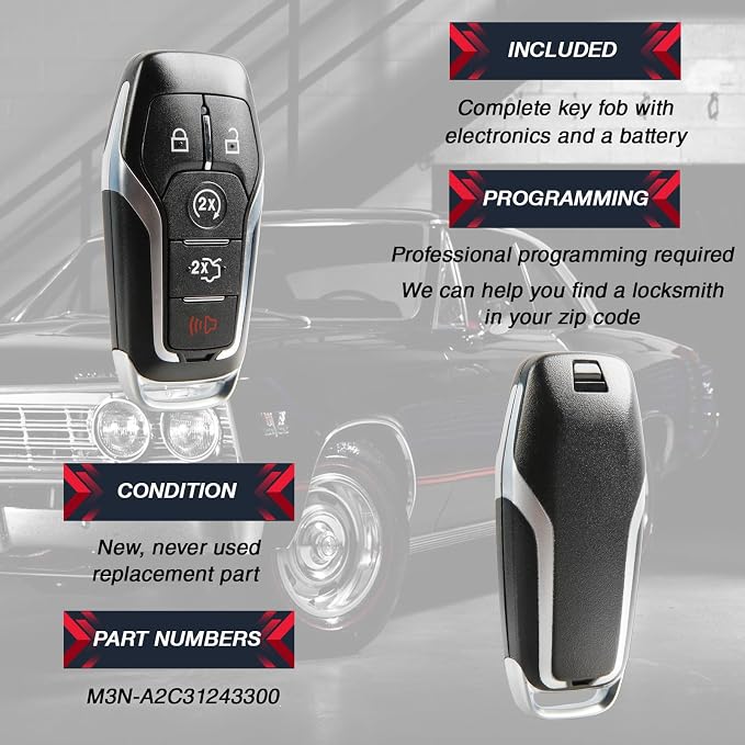 2 fits 2015-2018 Ford F150 Mustang Fusion Edge Explorer Smart Key Fob Keyless Entry Remote (M3N-A2C31243800)