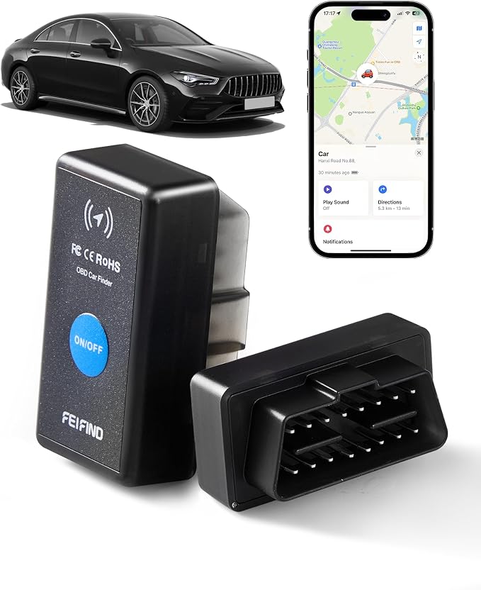 Mini GPS Tracker for Vehicles No Monthly Fee/No Subscription, Hidden Tracker Device for Vehicles, MFi Certified Car Tracker with Find My(iOS Only), Global Tracking