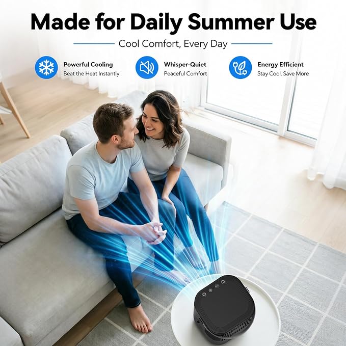 Portable Air Conditioners, 4-in-1 Mini Air Conditioner Evaporative Air Cooler, Portable AC with 1000ML Tank, 3 Speeds & 7-Color LED, Small Air Conditioner with Timer for Bedroom, Desktop, Home, Office