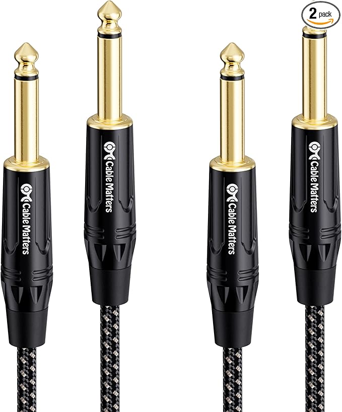 Cable Matters 2-Pack Braided 1/4 Inch TS to TS Electric Guitar Cable - 6ft, Guitar Cord/GuitarAmp Cord/Instrument Cable for ElectricGuitar, Mandolin, Bass AMP, Keyboard, Mixer, Equalizer