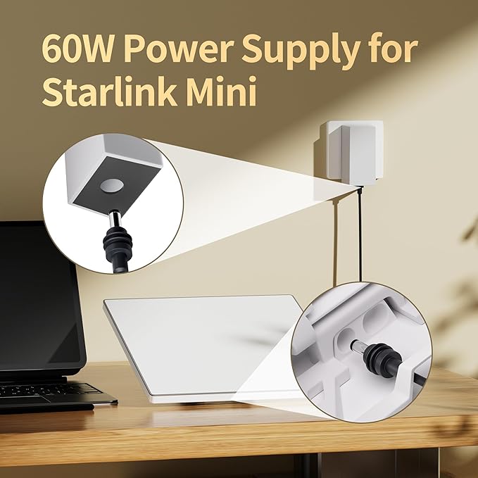 DAIERTEK Starlink Mini Charger 60W Replacement Power Supply AC Adapter 30V 2A Output Wall Charger Plug for Starlink Mini Dish