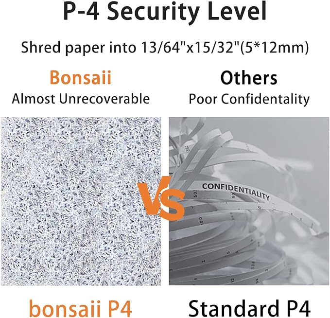 Bonsaii C266-B Micro Cut Shredder, Easy-Carry Handle, 12-Sheet, P-4 Security, 60 Min Continuous, CD/Credit Card, Jam-Proof, 4.2 Gal Bin, Ideal for Home Office Use, White/Gray
