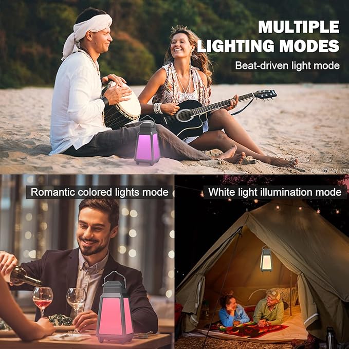 Inwa Outdoor Bluetooth Speakers, Wireless Speaker Sync Up to 100 Speakers, IPX5 Waterproof, Beat-Driven Light Show, Night Light, Compatibility with Phone, Computer, Echo Dot, for Patio, Yard, Pool