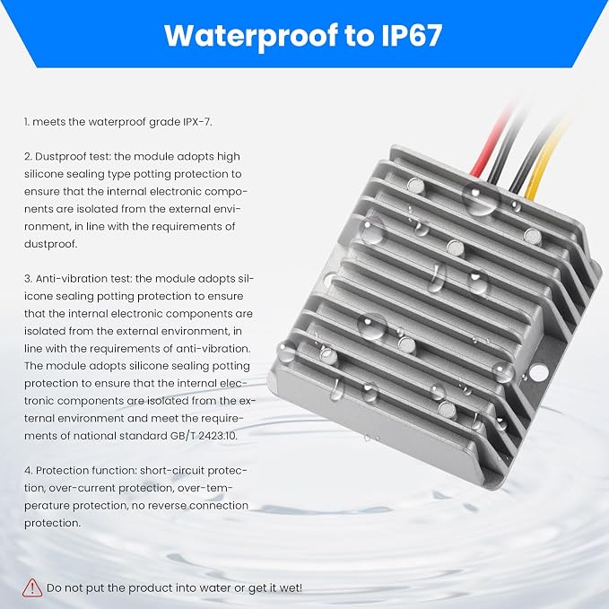 240W DC-DC Boost Converter, 12V/24V to 48V 5A Boost Transformer - Waterproof IP67,Suitable for Golf Carts, Solar Panels, Electric Scooters, Overload/Short Circuit Protection