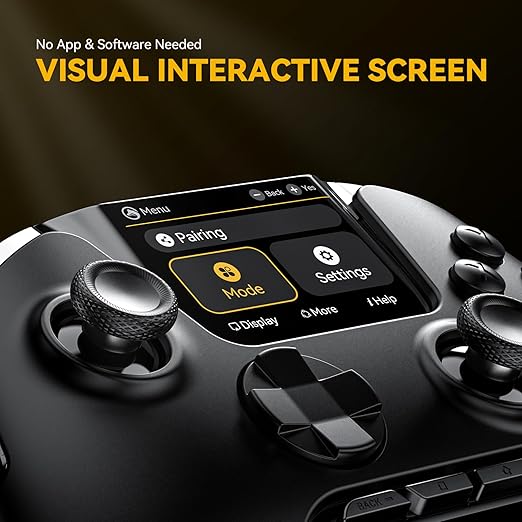 ManbaOne Interactive Screen Wireless Gaming Controller for PC/Switch/Switch 2/iOS/Android,Hall Effect Stick & Trigger,RGB Lighting,Remappable Buttons,1800mAh with Charging Dock (Black)