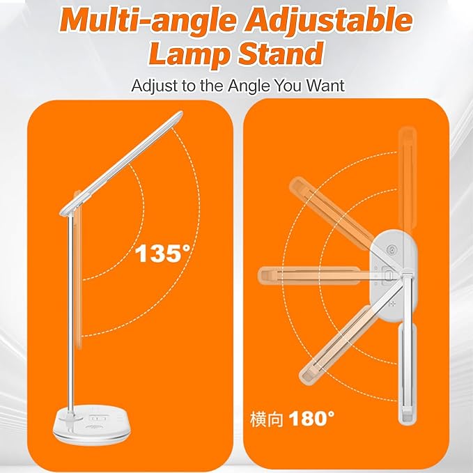 3-in-1 Wireless Charging Desk Lamp,15W Qi Fast Charger for Phone/Watch/Earbuds,Adjustable LED Light with 3 Colors & Stepless Dimming,Flexible Gooseneck,Touch Panel,HYT2096 White.