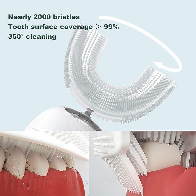 360° U-Shaped Automatic Sonic Toothbrush for Adults, Suitable for People with Limited Mobility Original Newupgrade Electric Toothbrushes, Multiple Brush Heads Options,IPX7 Waterproof