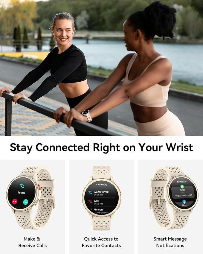 Quican Smart Watch for Women & Men, Compatible with iPhone & Android | Fitness Tracker with Bluetooth Calling, AMOLED Display, Heart Rate & Sleep Tracking, 2 Bands, Perfect Smart Gift
