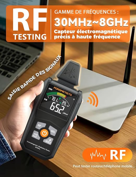 EMF Meter Radiation Detector, ET01Pro EMF Detector, 5-in-1 Electromagnetic Field & Radio Frequency Detector for Home Use & Office EMF Inspections, Ghost Hunting Equipment